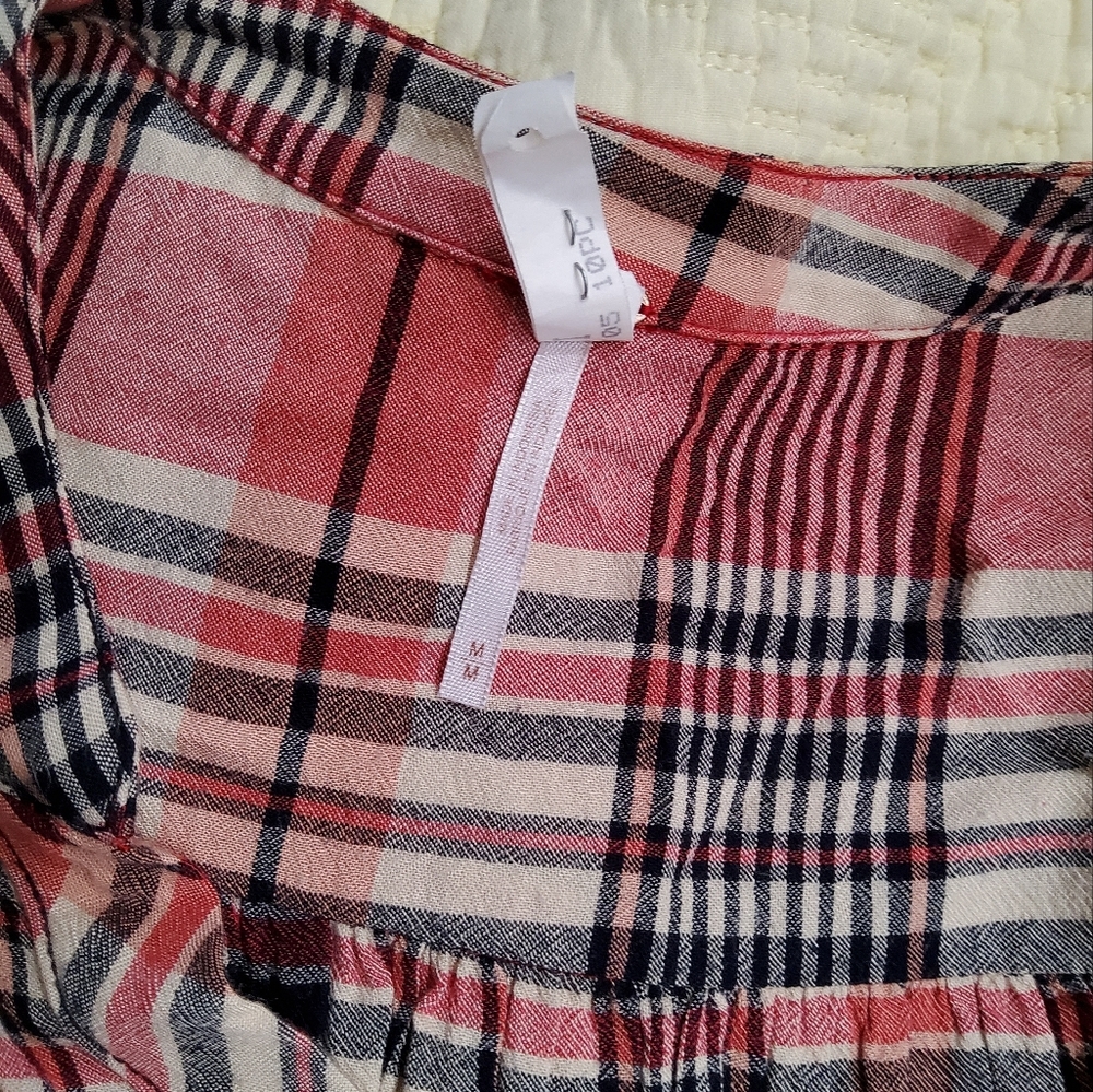 Free People Loralei Plaid Button Down Midi Dress Longline Shirt Size M - Picture 2 of 15
